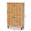 Pemberly Row Oak Brown 4-Door Shoe Storage Cabinet with Air Circulation