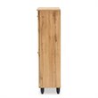 Pemberly Row Oak Brown 4-Door Shoe Storage Cabinet with Air Circulation