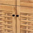 Pemberly Row Oak Brown 4-Door Shoe Storage Cabinet with Air Circulation