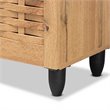 Pemberly Row Oak Brown 4-Door Shoe Storage Cabinet with Air Circulation