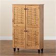 Pemberly Row Oak Brown 4-Door Shoe Storage Cabinet with Air Circulation