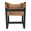 Pemberly Row Natural Top Grain Leather Sling Chair with Black Oak Frame