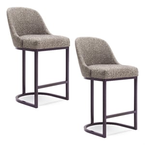 Pemberly Row Barrel Back Metal Counter Stool Set in Gray/Espresso
