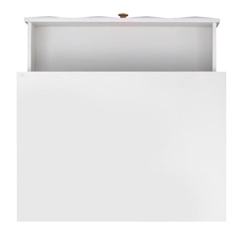 Pemberly Row 2-Drawer Nightstand with Geometric Texture in White/Gold