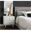 Pemberly Row 2-Drawer Nightstand with Geometric Texture in White/Gold
