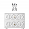 Pemberly Row 2-Drawer Nightstand with Geometric Texture in White/Gold