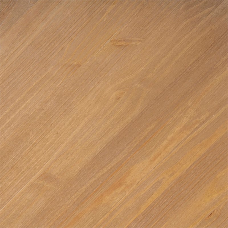 Pemberly Row Round Pedestal Dining Table in Natural and White Solid Wood