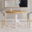 Pemberly Row Round Pedestal Dining Table in Natural and White Solid Wood