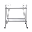 Pemberly Row Metal Rolling Bar Cart with Mirrored Shelves in Silver