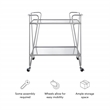 Pemberly Row Metal Rolling Bar Cart with Mirrored Shelves in Silver