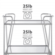 Pemberly Row Metal Rolling Bar Cart with Mirrored Shelves in Silver