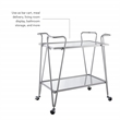Pemberly Row Metal Rolling Bar Cart with Mirrored Shelves in Silver
