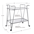 Pemberly Row Metal Rolling Bar Cart with Mirrored Shelves in Silver