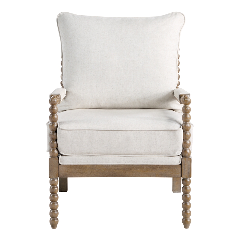 Pemberly Row Spindle Chair in Linen Beige with Brush Charcoal Finish