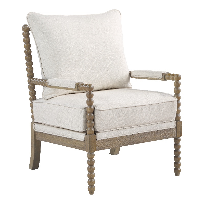 Pemberly Row Spindle Chair in Linen Beige with Brush Charcoal Finish