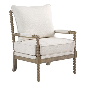 Pemberly Row Spindle Chair in Linen Beige with Brush Charcoal Finish