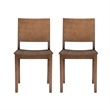 Pemberly Row Set of 2 Solid Beechwood Side Chairs in Natural Finish for Dining