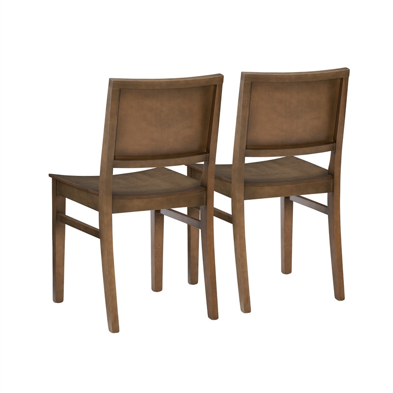 Pemberly Row Set of 2 Solid Beechwood Side Chairs in Natural Finish for Dining