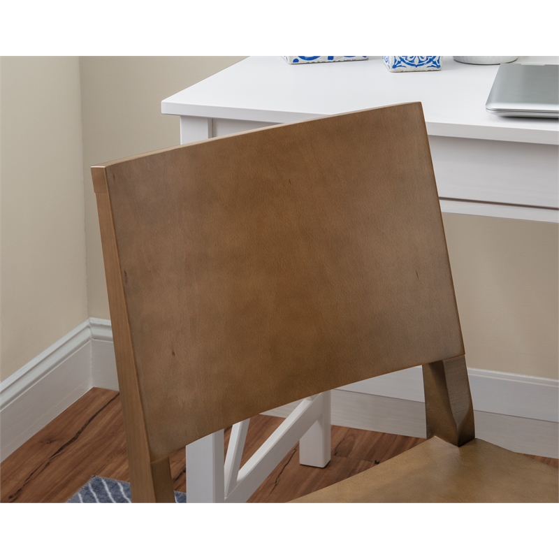 Pemberly Row Set of 2 Solid Beechwood Side Chairs in Natural Finish for Dining