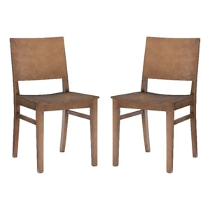 Pemberly Row Set of 2 Solid Beechwood Side Chairs in Natural Finish for Dining