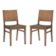 Pemberly Row Set of 2 Solid Beechwood Side Chairs in Natural Finish for Dining