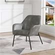 Pemberly Row Gray Faux Leather Accent Chair with Black Legs