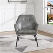 Pemberly Row Gray Faux Leather Accent Chair with Black Legs
