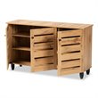 Pemberly Row 3-Door Shoe Storage Cabinet in Oak Brown Finish