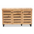 Pemberly Row 3-Door Shoe Storage Cabinet in Oak Brown Finish