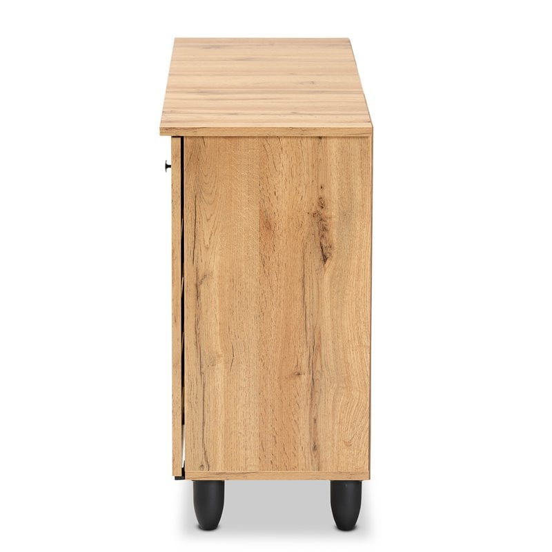 Pemberly Row 3-Door Shoe Storage Cabinet in Oak Brown Finish