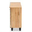 Pemberly Row 3-Door Shoe Storage Cabinet in Oak Brown Finish