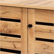 Pemberly Row 3-Door Shoe Storage Cabinet in Oak Brown Finish