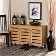Pemberly Row 3-Door Shoe Storage Cabinet in Oak Brown Finish