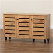 Pemberly Row 3-Door Shoe Storage Cabinet in Oak Brown Finish
