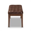 Pemberly Row Wood Dining Bench with Tufted Faux Leather Upholstery in Brown