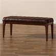 Pemberly Row Wood Dining Bench with Tufted Faux Leather Upholstery in Brown