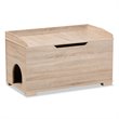 Pemberly Row Oak Finished Wood Cat Litter Box Cover with Shelf