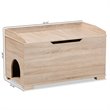 Pemberly Row Oak Finished Wood Cat Litter Box Cover with Shelf