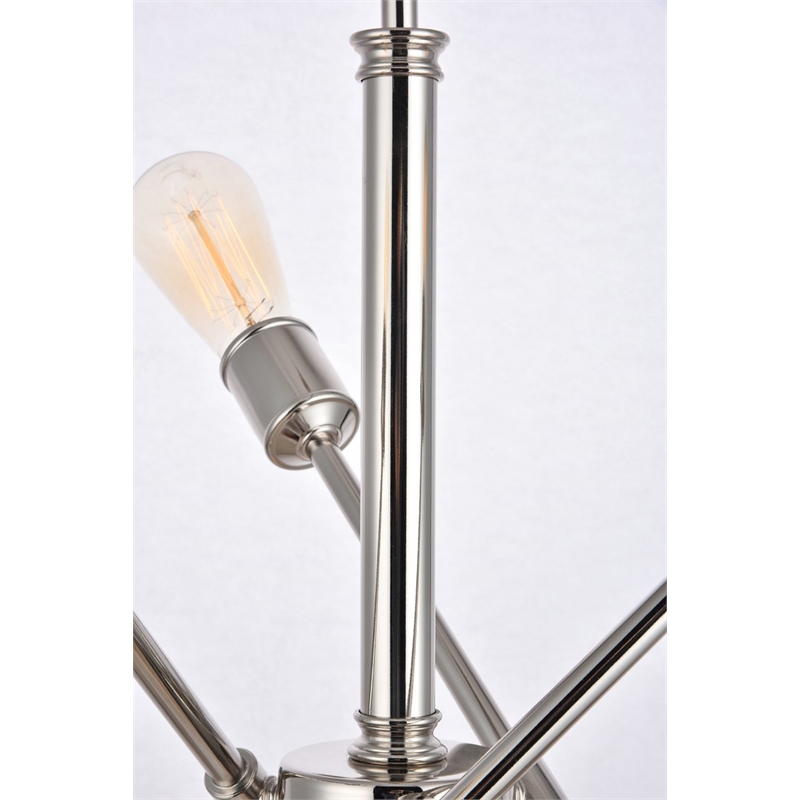 Pemberly Row Axel 6-Light Metal Pendant in Polished Nickel Finish