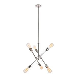 Pemberly Row Axel 6-Light Metal Pendant in Polished Nickel Finish
