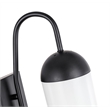 Pemberly Row Kace 1-Light Metal Wall Sconce in Black & Frosted White Glass