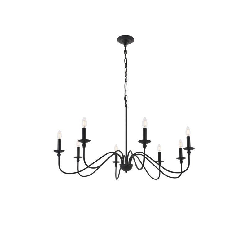 Pemberly Row 8-Light Metal Pendant Chandelier in Matte Black Finish