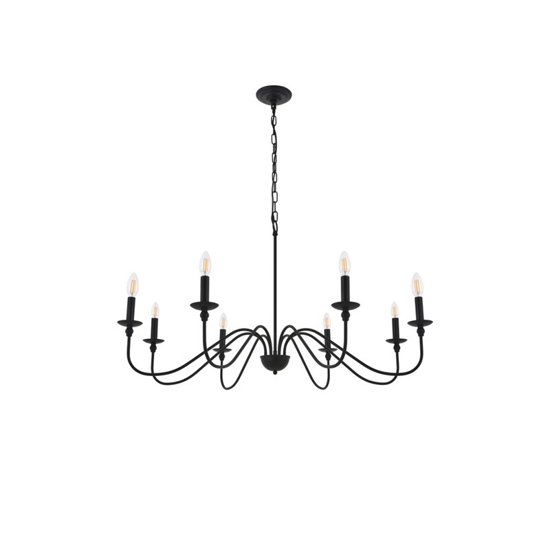 Pemberly Row 8-Light Metal Pendant Chandelier in Matte Black Finish