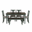 Pemberly Row Wood Six Piece Upholstered Dining Set with Bench in Teal Blue