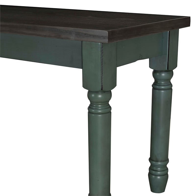 Pemberly Row Wood Six Piece Upholstered Dining Set with Bench in Teal Blue
