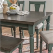 Pemberly Row Wood Six Piece Upholstered Dining Set with Bench in Teal Blue