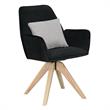 Pemberly Row Miranda Swivel Accent Chair in Black Velvet and Ash Wood