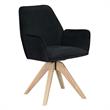 Pemberly Row Miranda Swivel Accent Chair in Black Velvet and Ash Wood