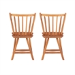 Pemberly Row Set of 2 Windsor Back Side Chairs in Medium Oak Brown