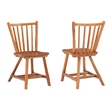 Pemberly Row Set of 2 Windsor Back Side Chairs in Medium Oak Brown